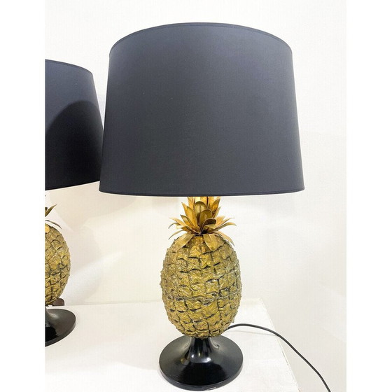 Image 1 of Paire de lampes de table ananas en laiton