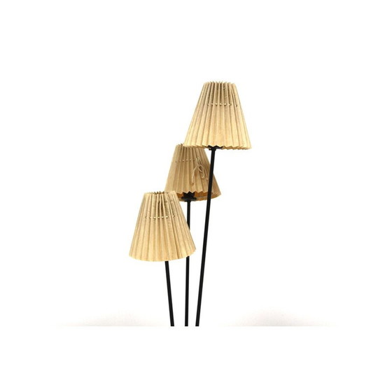 Image 1 of Lampadaire vintage "tripode" en métal et tissu, Suède 1960