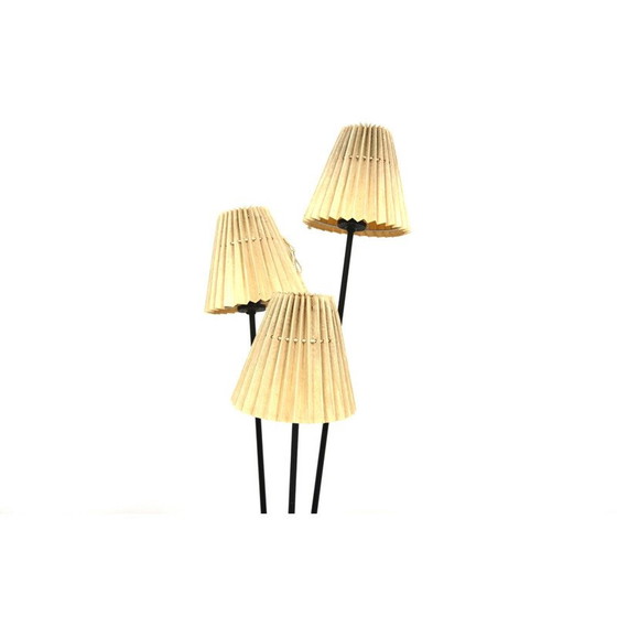 Image 1 of Lampadaire vintage "tripode" en métal et tissu, Suède 1960