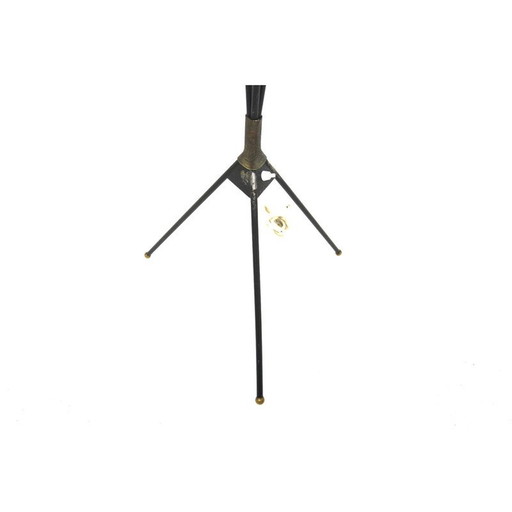 Lampadaire vintage "tripode" en métal et tissu, Suède 1960