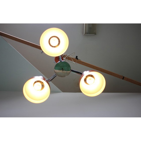 Image 1 of Lampe suspendue vintage en métal et acier chromé de Napako, Tchécoslovaquie 1970