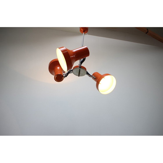 Image 1 of Lampe suspendue vintage en métal et acier chromé de Napako, Tchécoslovaquie 1970