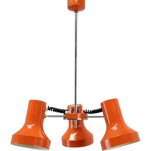 Lampe suspendue vintage en métal et acier chromé de Napako, Tchécoslovaquie 1970