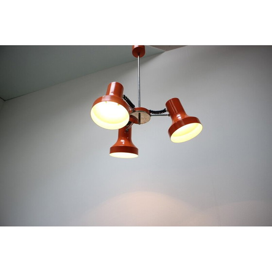 Image 1 of Lampe suspendue vintage en métal et acier chromé de Napako, Tchécoslovaquie 1970