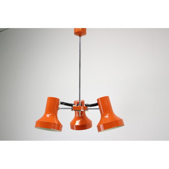 Image 1 of Lampe suspendue vintage en métal et acier chromé de Napako, Tchécoslovaquie 1970