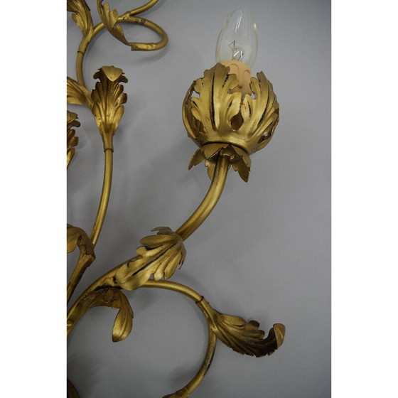 Paire d'appliques vintage en or avec motif floral, Italie 1960 – Appliques murales (photo 8 of 12)