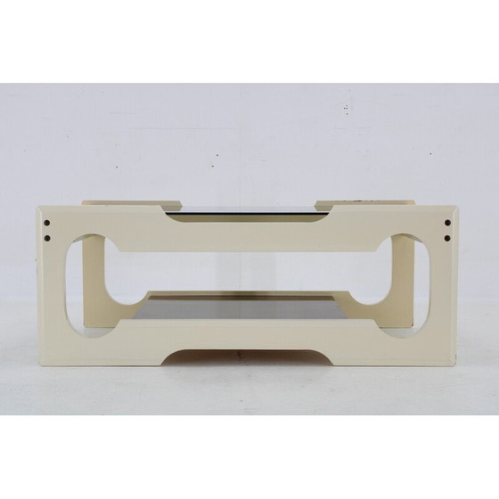 Image 1 of Table basse vintage en verre et bois laqué, Italie 1970
