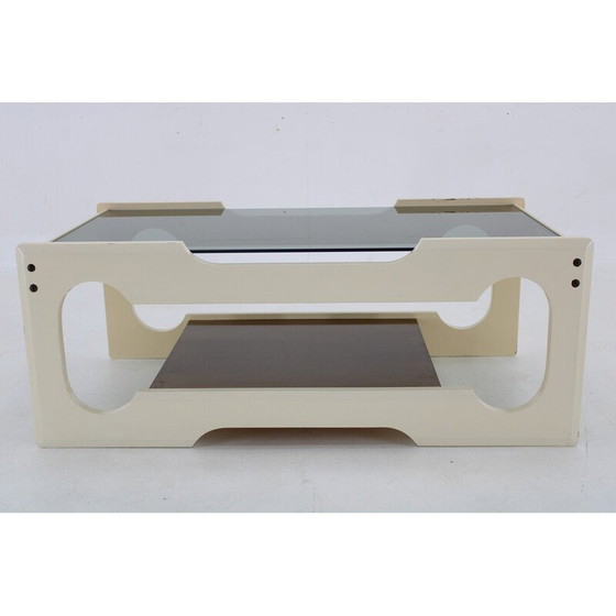 Image 1 of Table basse vintage en verre et bois laqué, Italie 1970