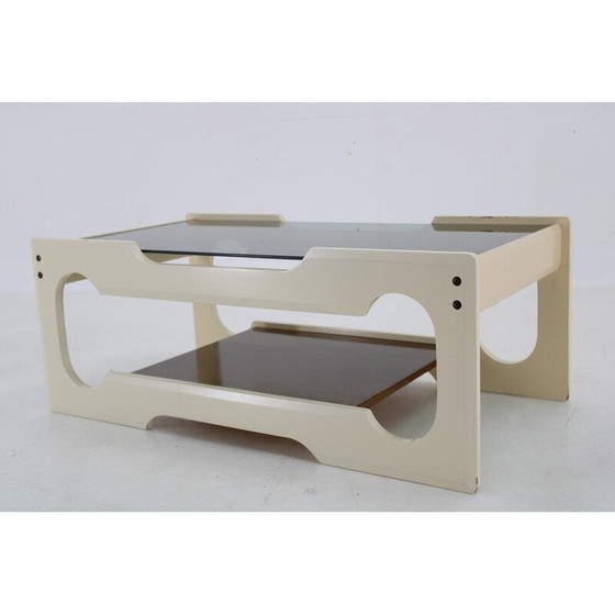 Image 1 of Table basse vintage en verre et bois laqué, Italie 1970