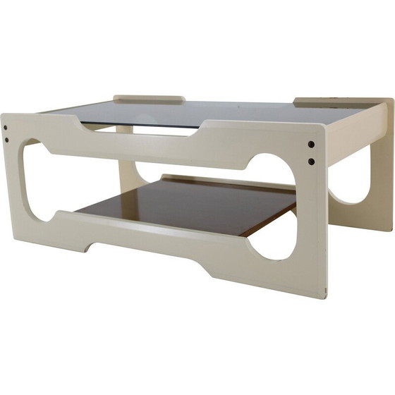 Image 1 of Table basse vintage en verre et bois laqué, Italie 1970