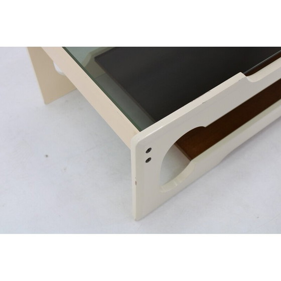 Image 1 of Table basse vintage en verre et bois laqué, Italie 1970