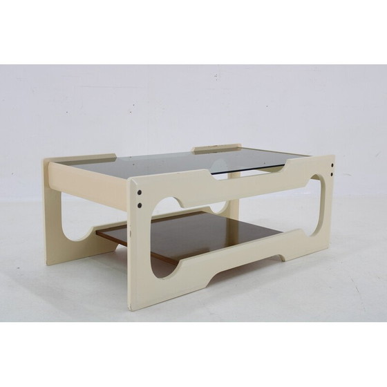 Image 1 of Table basse vintage en verre et bois laqué, Italie 1970