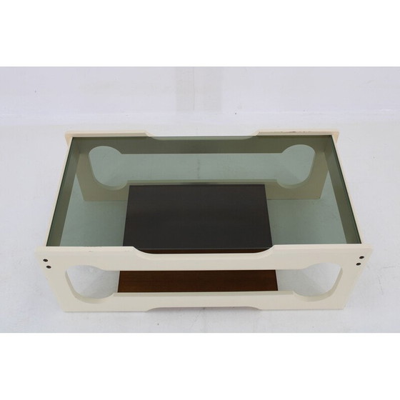 Image 1 of Table basse vintage en verre et bois laqué, Italie 1970