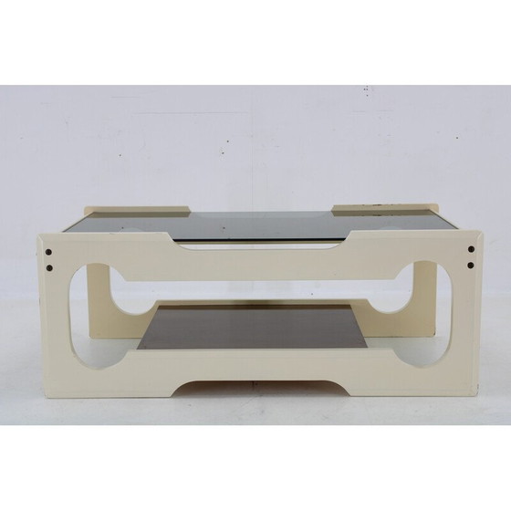 Image 1 of Table basse vintage en verre et bois laqué, Italie 1970