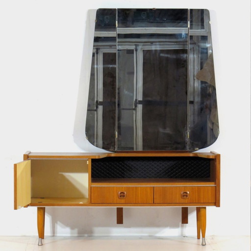 Coiffeuse vintage en teck avec pieds élégants