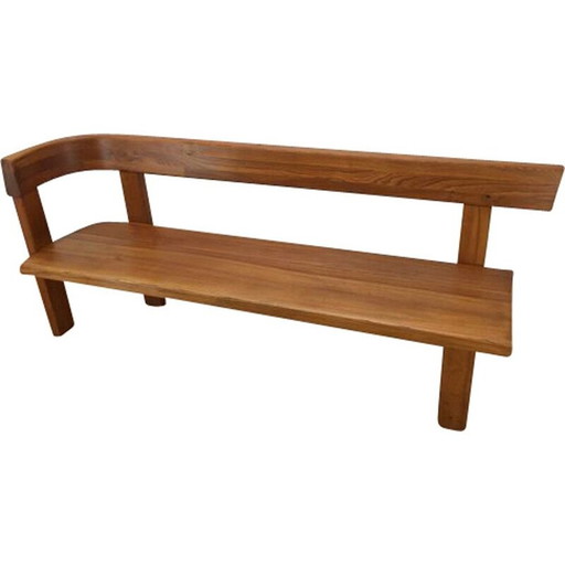 Banc vintage en bois d'orme par Pierre Chapo