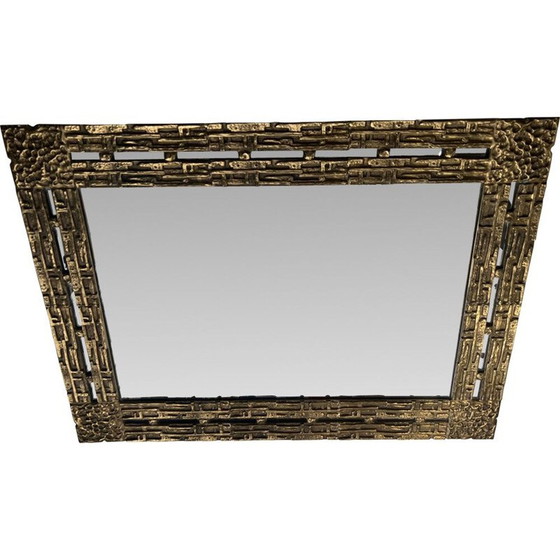 Image 1 of Miroir vintage en bronze doré par Luciano Frigerio, Italie 1970
