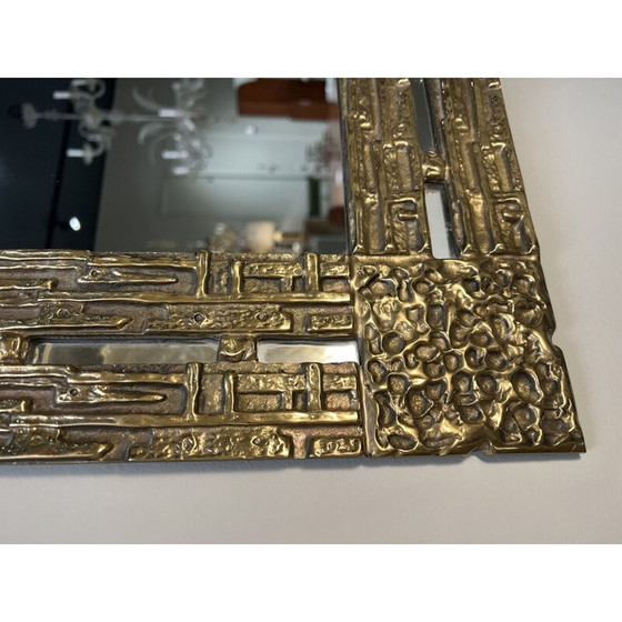 Image 1 of Miroir vintage en bronze doré par Luciano Frigerio, Italie 1970