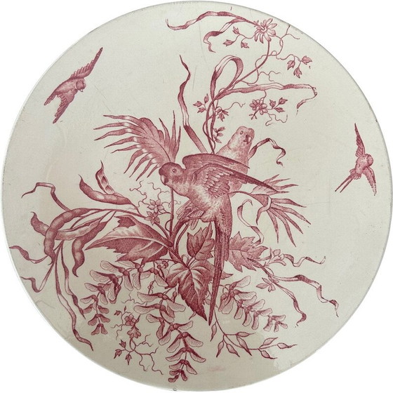 Image 1 of Plat Congo vintage à décor d'oiseaux pour Longchamp, 1950