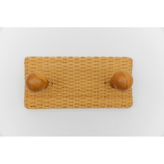 Image 1 of Paire de crochets muraux en bois et rotin, 1960