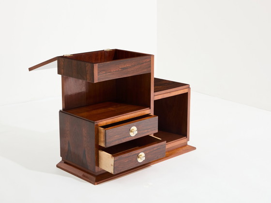 Image 1 of Meuble de couture en palissandre et laiton Art Déco 1940S