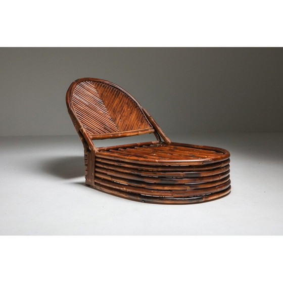 Image 1 of Paire de chaises longues en bambou en Jacquard Pierre Frey 1970