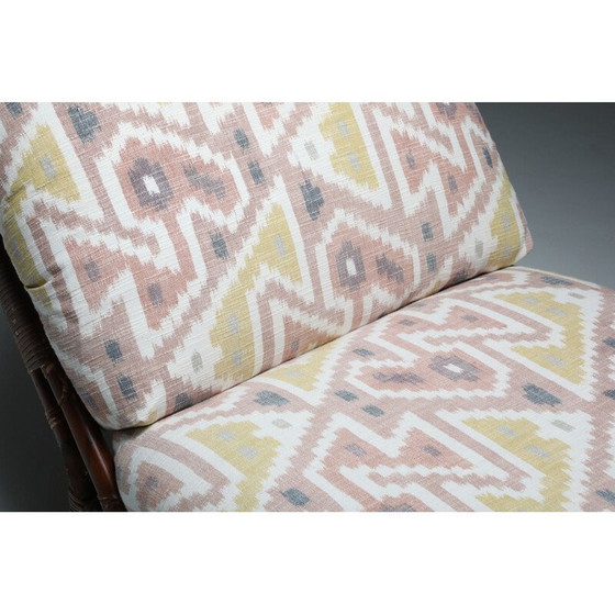 Image 1 of Paire de chaises longues en bambou en Jacquard Pierre Frey 1970