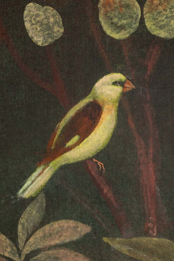 Image 1 of Toile Peinte Représentant Des Animaux Sur Un Fond Exotique. Contemporain.