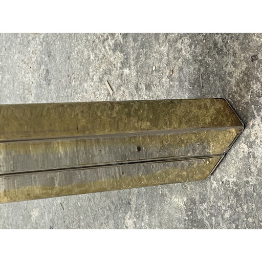 Table carrée italienne vintage en métal moiré et loupe d'orme, 1970