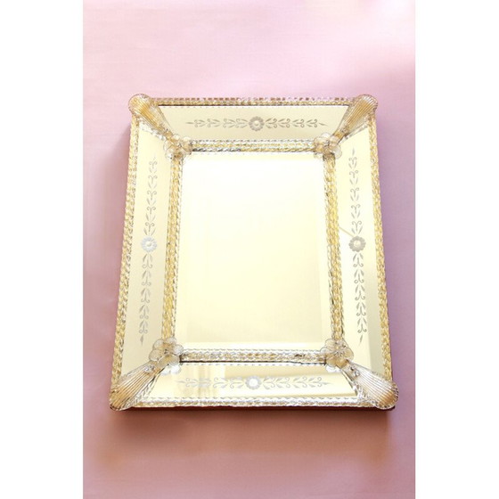 Image 1 of Miroir de courtoisie vintage avec étagère assortie, Italie 1940