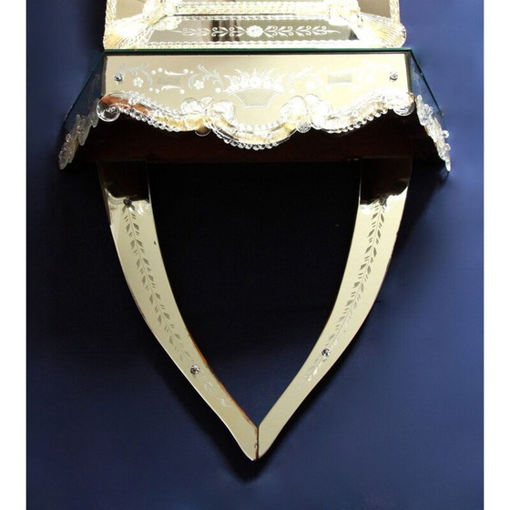 Image 1 of Miroir de courtoisie vintage avec étagère assortie, Italie 1940