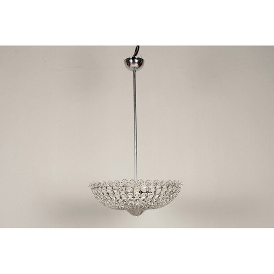 Image 1 of Lustre en cristal et chrome, années 1960