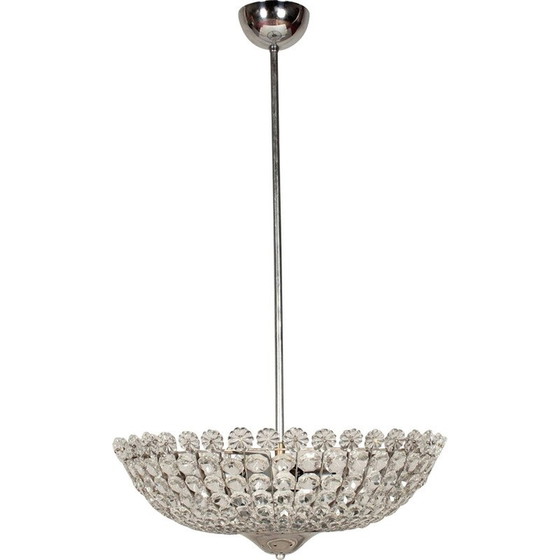 Image 1 of Lustre en cristal et chrome, années 1960