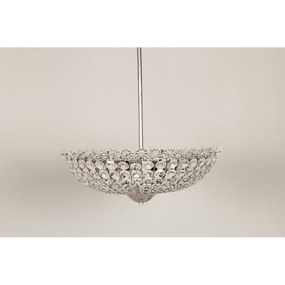 Image 1 of Lustre en cristal et chrome, années 1960