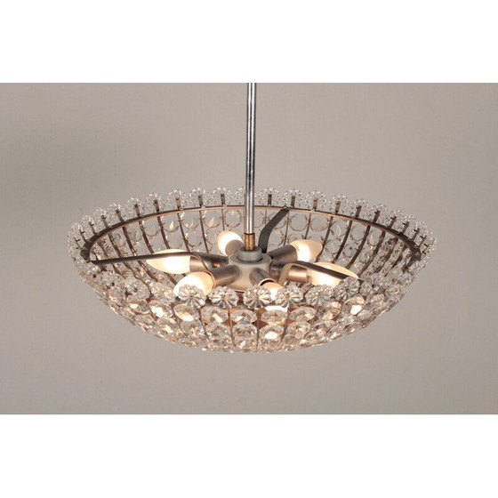 Image 1 of Lustre en cristal et chrome, années 1960