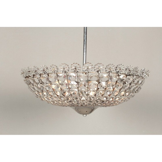 Image 1 of Lustre en cristal et chrome, années 1960