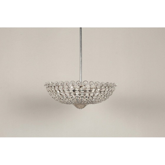 Image 1 of Lustre en cristal et chrome, années 1960