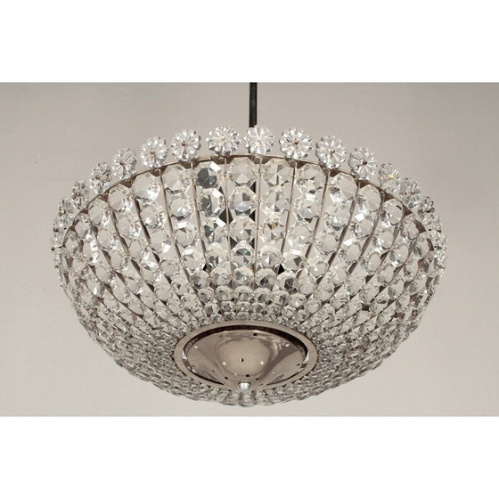 Image 1 of Lustre en cristal et chrome, années 1960