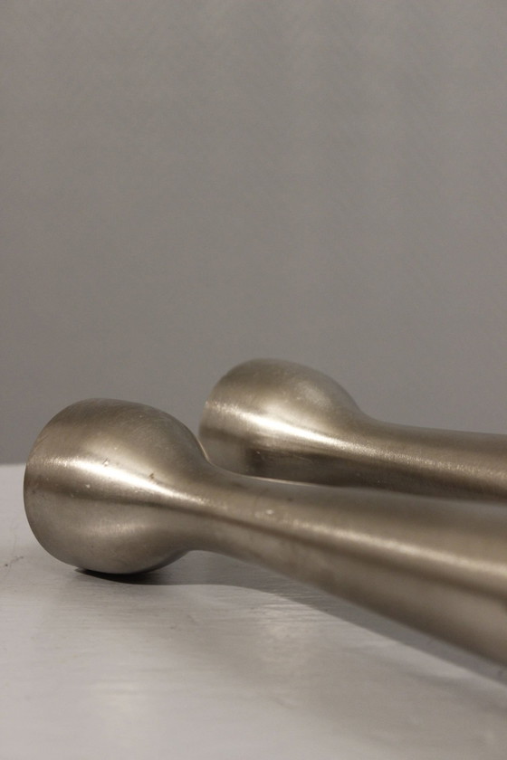 Image 1 of Lot De 3 Bougeoirs Diabolo Aluminium Vintage Design Scandinave Post-Moderne