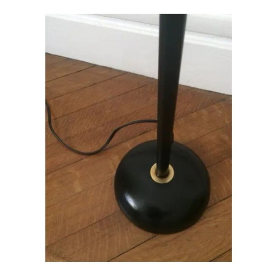 Image 1 of Lampadaire vintage en fonte, métal noirci et laiton, 1950