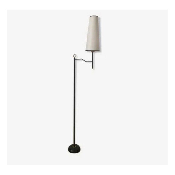 Image 1 of Lampadaire vintage en fonte, métal noirci et laiton, 1950