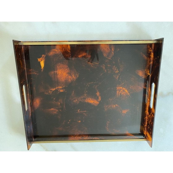 Image 1 of Plateau vintage avec motif d'écaille de tortue par Maison Mercier, 1970