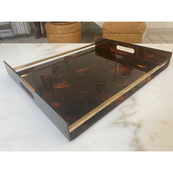 Image 1 of Plateau vintage avec motif d'écaille de tortue par Maison Mercier, 1970