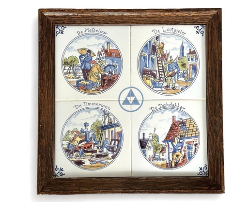 Plateau de tuiles vintage 4 professions tuiles Westraven