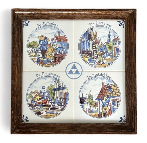 Plateau de tuiles vintage 4 professions tuiles Westraven