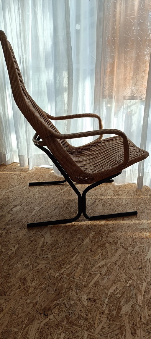 Fauteuil en rotin vintage Dirk Van Sliedrecht