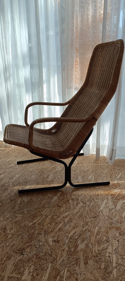 Fauteuil en rotin vintage Dirk Van Sliedrecht