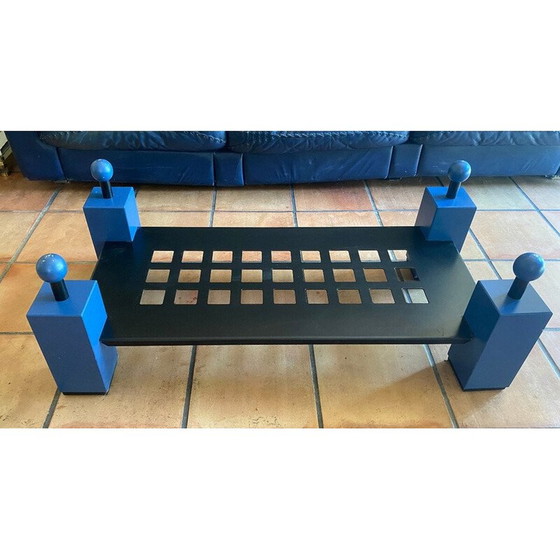 Image 1 of Table basse géométrique bleue vintage, 1980