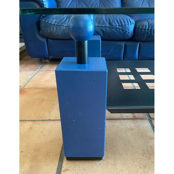 Image 1 of Table basse géométrique bleue vintage, 1980