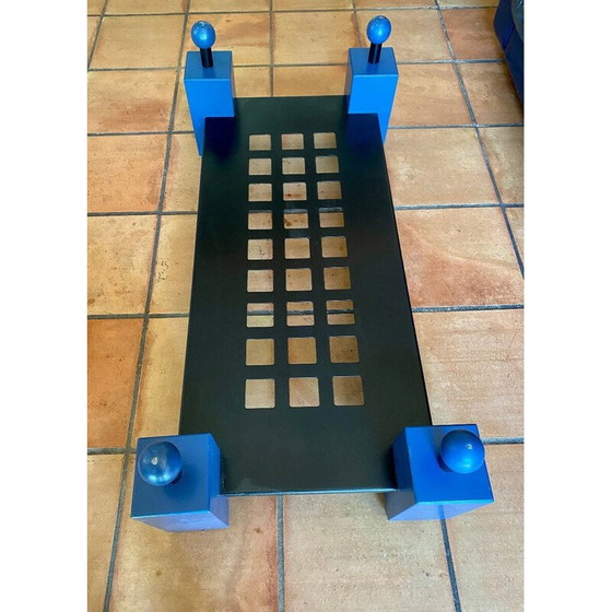 Image 1 of Table basse géométrique bleue vintage, 1980